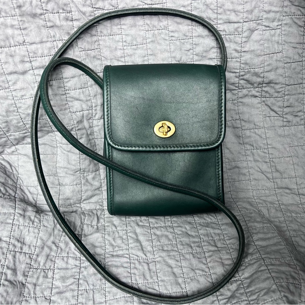 Vintage Coach Scooter Bag 9893 Green Leather